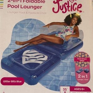 Justice Glitter Blitz Blue 2-in-1 Pool Lounger.New
